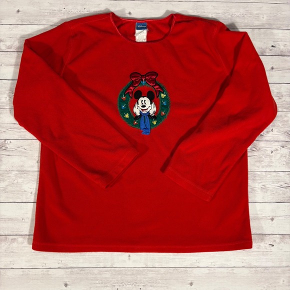 Disney Mickey Mouse Christmas Fleece Pullover Sweatshirt - Women's Medium - Picture 1 of 12